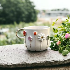 Handmade Ceramic Mug Gift Set with Coaster